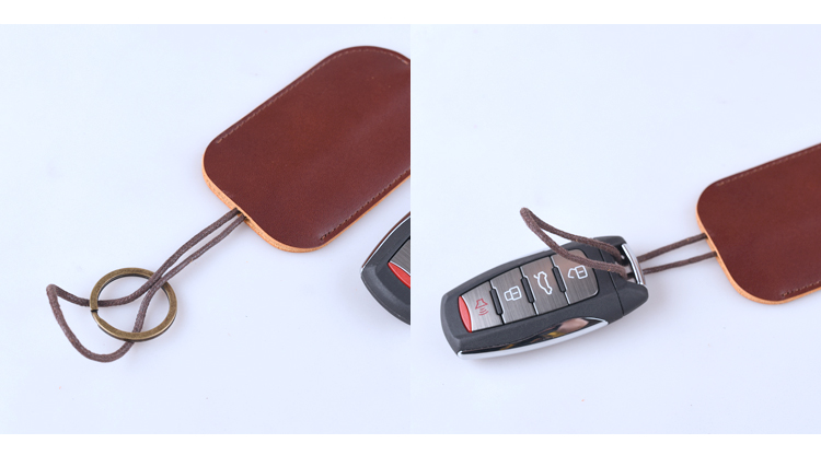 [Kiến nhỏ] da mini kéo retro móc túi lớp da đầu tiên xe unisex ví móc chìa khóa giá rẻ