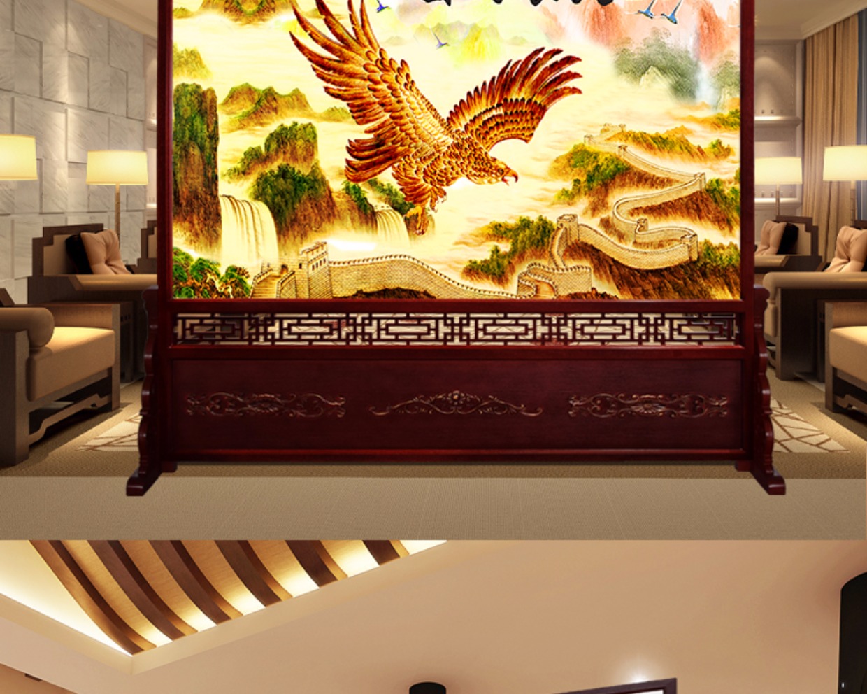 Trung Quốc hiện đại gỗ rắn hai mặt màn hình hội nghị hội trường hiên khách sạn văn phòng phòng trà doanh nghiệp phân vùng màn hình ghế - Màn hình / Cửa sổ tấm bình phong gỗ