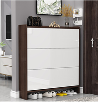 Shoe cabinet Home doorway GENGUAN CABINET BRIEF ECONOMY TYPE MULTILAYER LEANING WALL SHOE RACK LARGE CAPACITY ULTRA-THIN SOLID WOOD SHOE CABINET