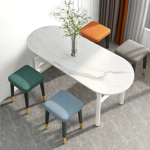 Современный простой обеденный стол круглый стул Домохозяйство Light Luxury Stool Living Room Небольшой стул может сложить квадратный стул скамей