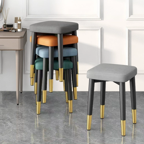 Современный простой обеденный стол круглый стул Домохозяйство Light Luxury Stool Living Room Небольшой стул может сложить квадратный стул скамей