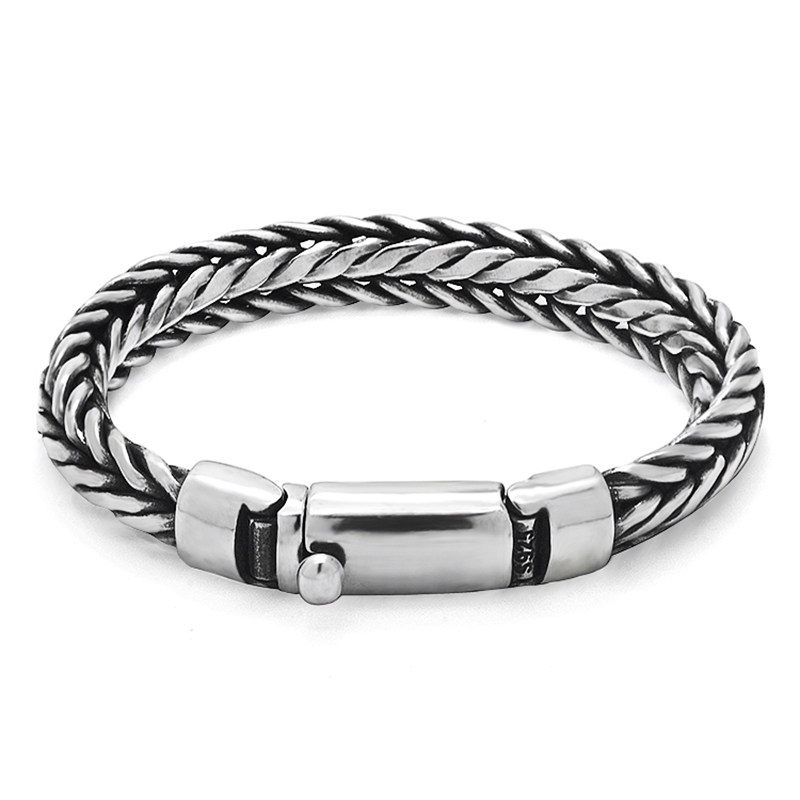 s925 S925 Small silver - surface keel handle handicraft hand - crafted by hand weaving personality simple hegemonic rough male letter