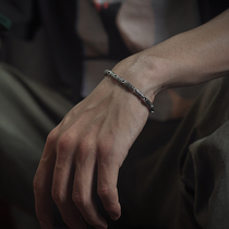 S925 Silver six-character truth personality retro cylinder beads Mens bracelet Peace charm fashion Thai silver made old couple chain