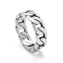 S925 pure silver Japan-ROK retro Thai silver chain ring male and female couples to the ring brief Withdrawal Tide Individuality Index Finger Ring