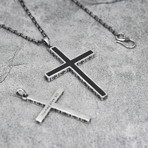 Small Crowddesign 925 Pure Silver Minimalist Retro Crucifixion Pendant Lettering male and female couple Tatesilver necklace pair