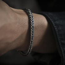 S925 sterling silver retro Thai silver punk keel hand-made woven bracelet mens fashion creative personality jewelry couple