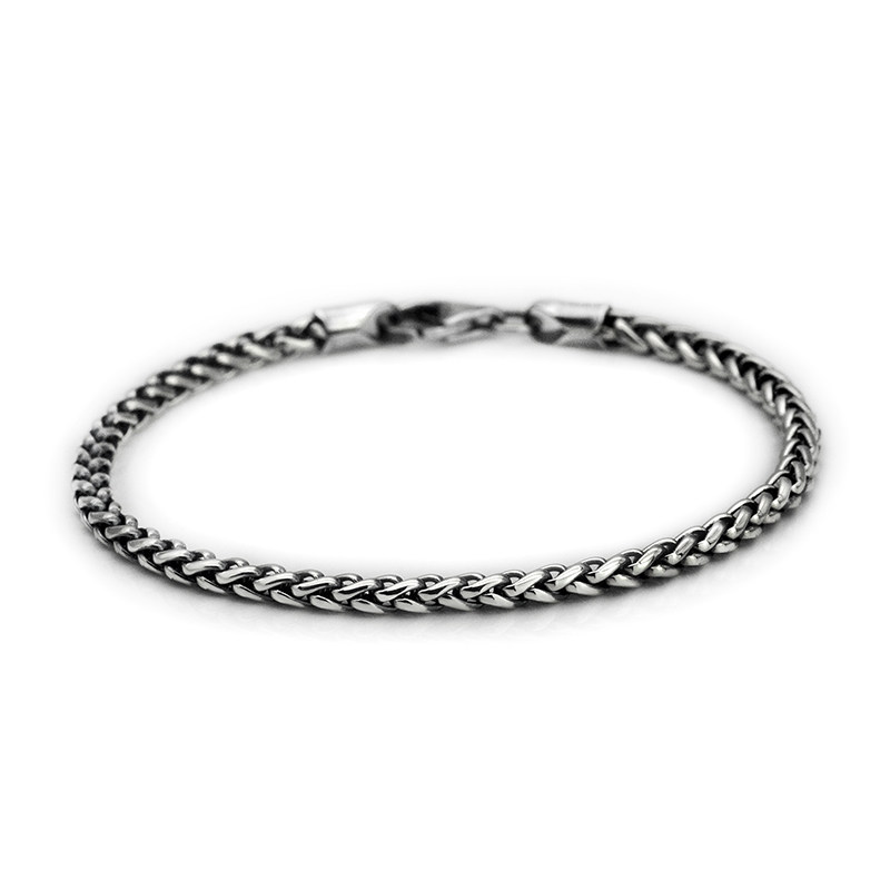 925 sterling silver distressed personality simple high-grade all-match woven keel hand training male tide ins student gift jewelry