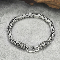 99 foot silver Ping An pattern mens handmade sterling silver bracelet tide male domineering Thai silver retro couple Thai jewelry