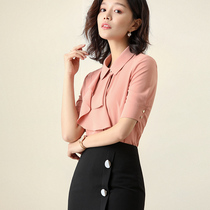 Summer Short Sleeve Pink Shirt Bag Dress Teacher Professional Dress Uniform Career Suit Ol Wind Commuter Tooling
