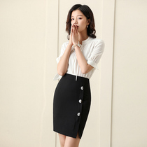 Summer thin short sleeve worksuit Temperament White Shirt Woman Professional Cover Dress Work Front Desk Ol Short Dress Professional Dress