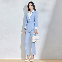 Blue suit suit high-end professional dress positive dress temperament Feminism Fan Chunxia 70% sleeve beauty salon work clothes woman