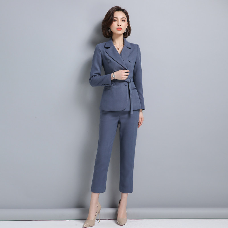 2022 autumn and winter new women's clothing formal wear fashion temperament work clothes long-sleeved suit pants two-piece work clothes women