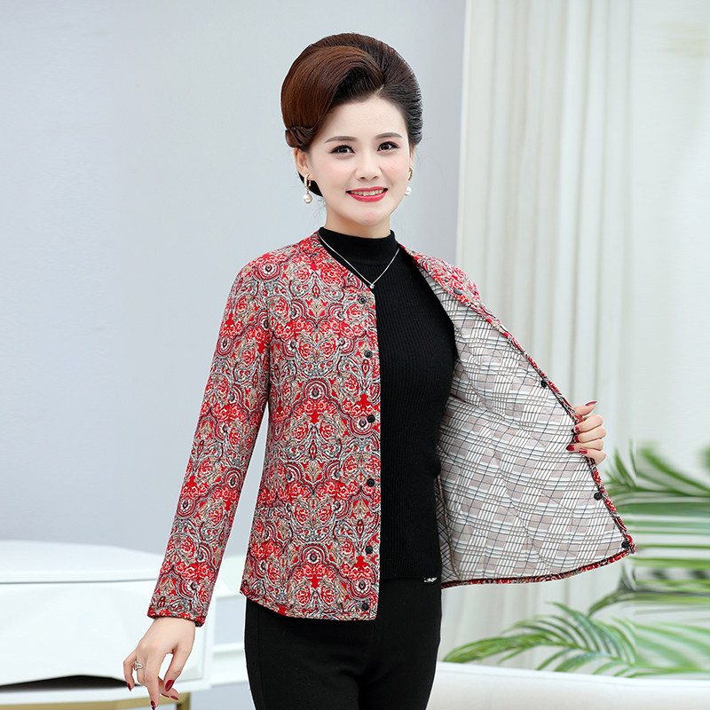 Winter middle-aged and elderly camel hair padded jacket female plus velvet thickened short mother's close-fitting cotton-padded jacket warm inner bile cardigan