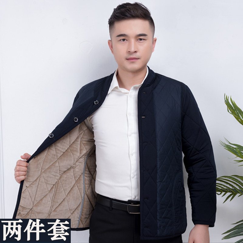Middle-aged and elderly Fever Coat with thickened Enlarged Humpdown Fever Sweater Pants Loose Dad Cotton Clothing Cotton Pants Outside