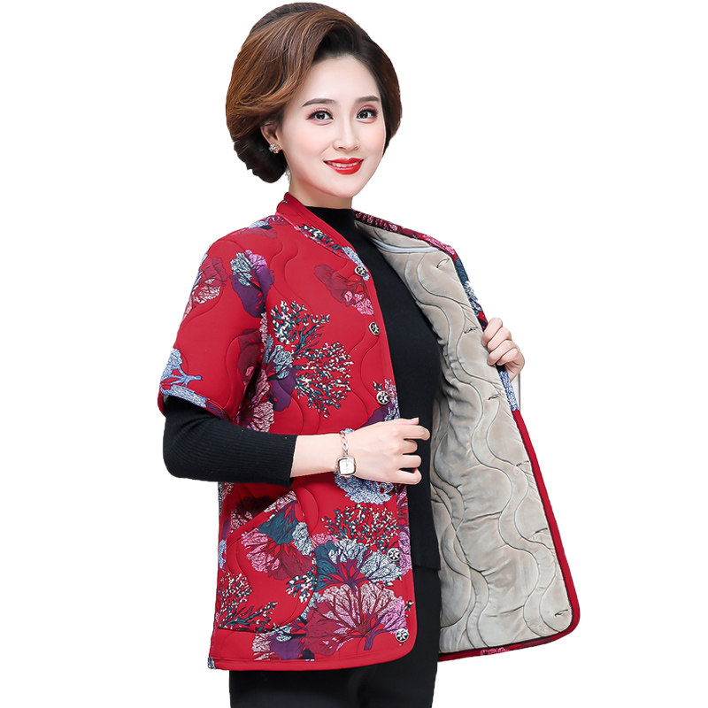 Camel cotton vest woman external wearing gush waistcoat Elderly Cotton Kan shoulder Large size Thickened Short midlife Mama waistcoat