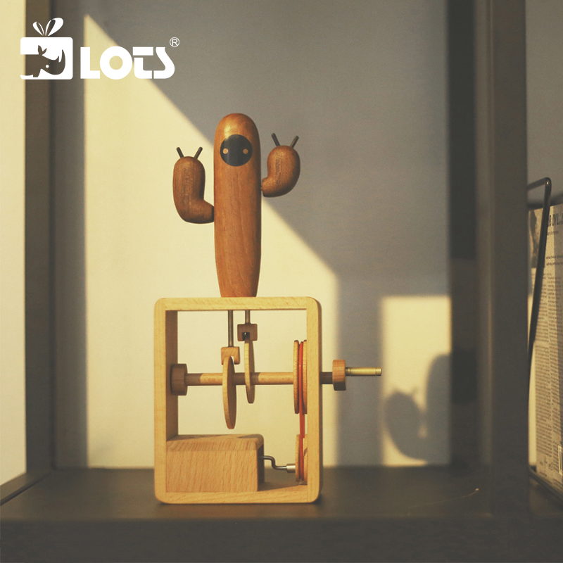 Lotsscactus hand-cranked wooden music box ornaments birthday gifts Sky City Music Box Featured Gifts