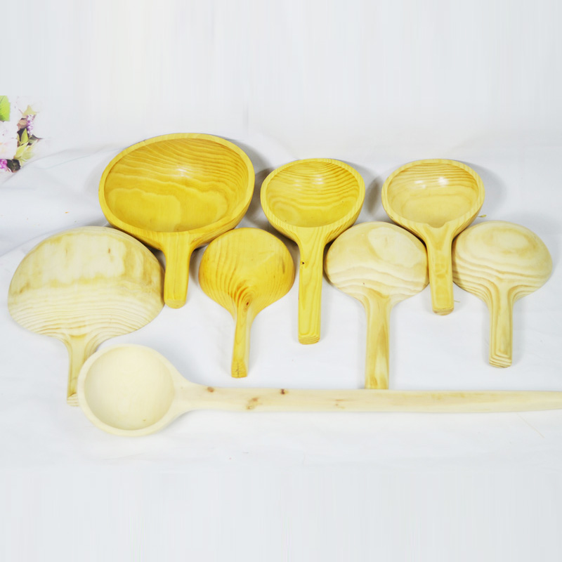 Handmade wood bath spoons solid wood big number water ladylike rice soup porridge spoonful papaya ladysauna bathrobe bathrobe scoop with water spoon