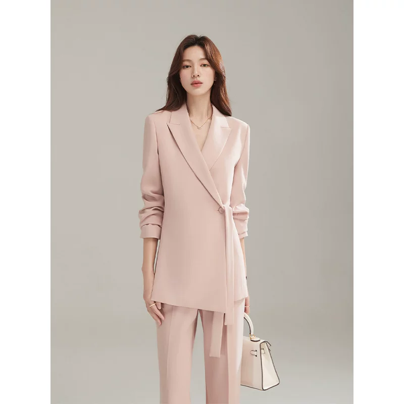 Осенний модный маленький малиновый/фуксиевый классический костюм, стиль Chanel