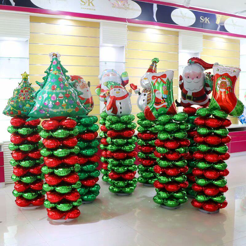 Christmas Eve column aluminum film balloon shopping mall school store bar dance decoration festive atmosphere layout