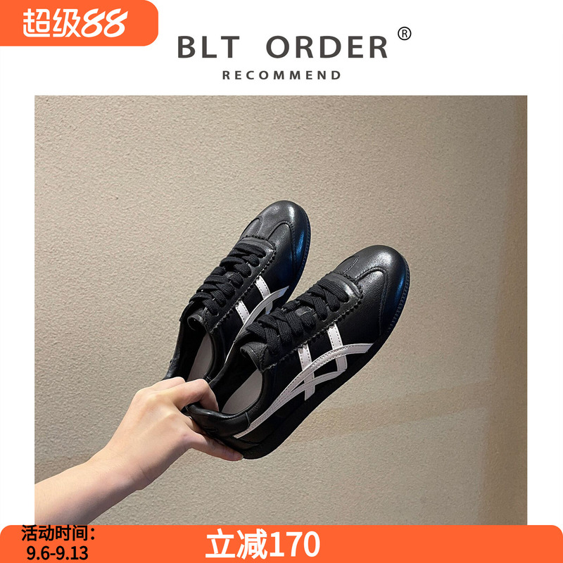 First-Layer Cowhide Black Shoes, Genuine Leather Sneakers for Women, 2026 New Autumn Flat Casual Women's Shoes, German Training Sneakers