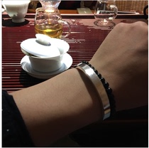 Xiankee Silver Workshop 999 Pure Silver Square Bar Opening Good Deed A Double Male And Female Couple Bracelet Pure Manual Size Order