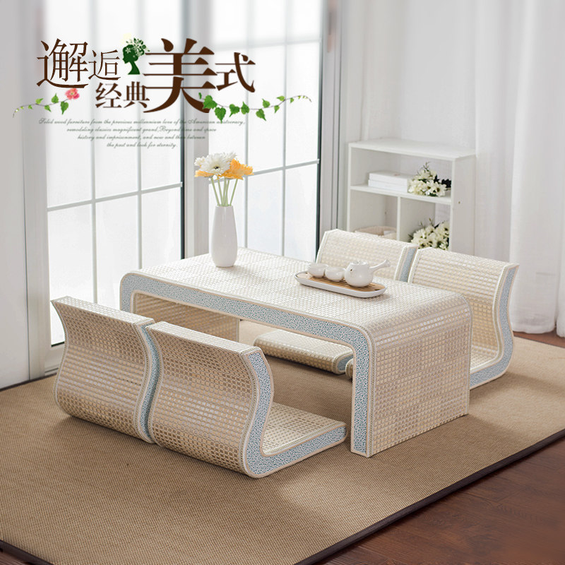 Bamboo-woven short table-tatami bed-table-table-tea table Day-style tea table Dwarf Table Windows Terrace small tea table Twitting rice tea table Zen