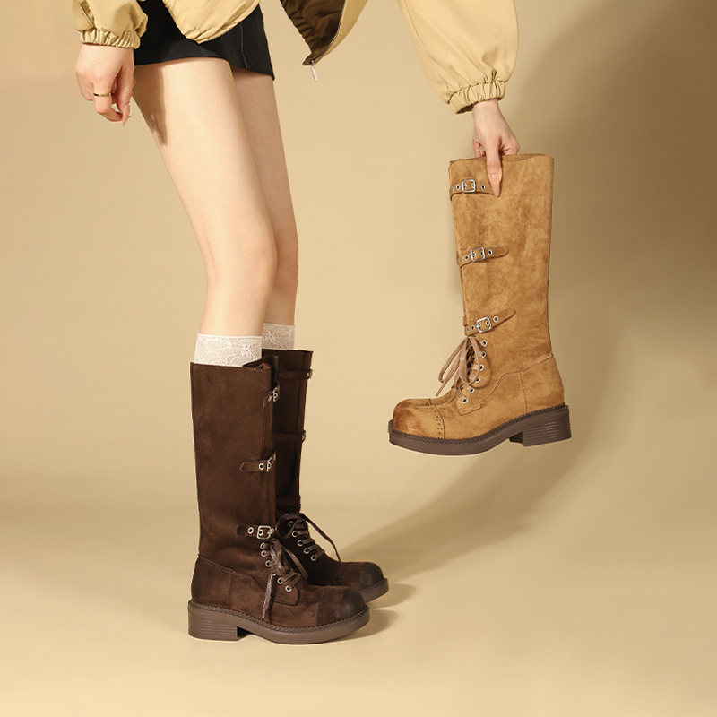 Mada Shu Women's Vintage Suede Height-Increasing Long Boots, Western Cowboy Boots, Knight Martin Boots Mada Shu Women's Vintage Suede Height-Increasing Long Boots, Western Cowboy Boots, Knight Martin Boots