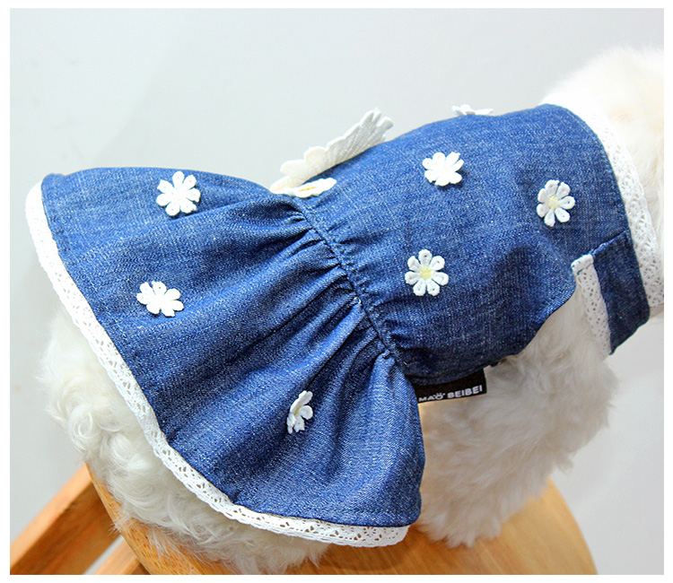 Quần áo chó mùa xuân và mùa hè quần áo thú cưng denim công chúa váy cotton Teddy gấu con chó nhỏ trang phục mèo - Quần áo & phụ kiện thú cưng quan ao thu cung