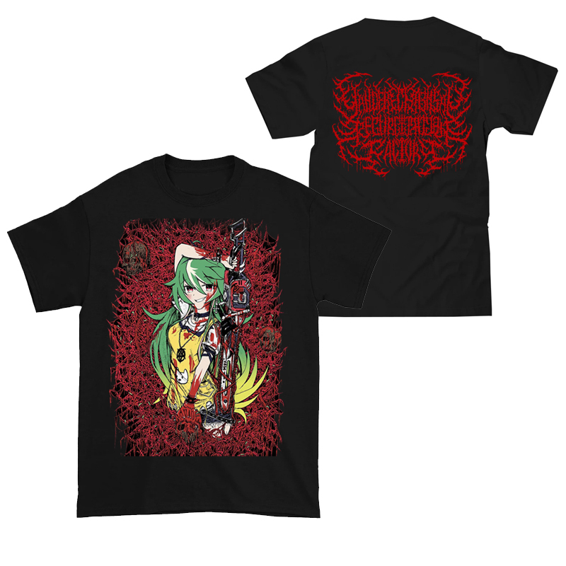 Yandere Chainsaw Factory Chainsaw Sauce Black Gold Dark Rock Anime Two-Dimensional Men's Short T-Shirt Yandere Chainsaw Factory Chainsaw Sauce Black Gold Dark Rock Anime Two-Dimensional Men's Short T-Shirt