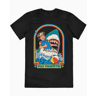 Stay Positive Boy classic illustration American vintage High street vintage short-sleeved T-shirt