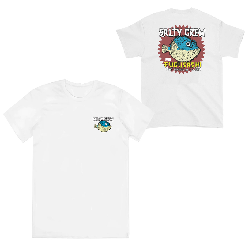 Fishing-Themed Saltwater Crew Member Pufferfish American Casual Amekaji Pure Cotton Direct Print Men's Short-Sleeve T-Shirt