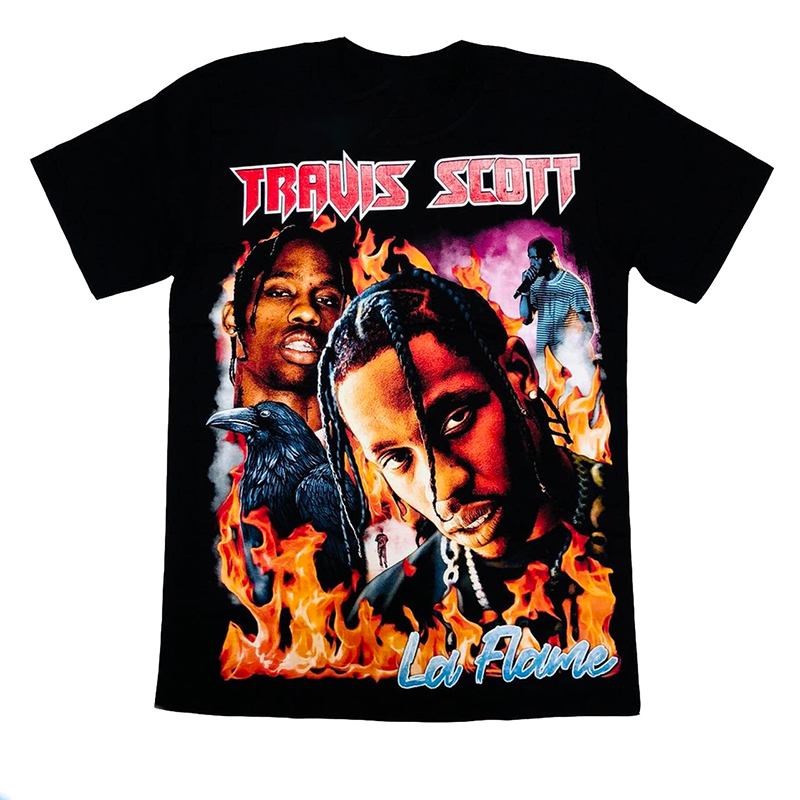 Travis Scott Hip-Hop Rap La Flame American Style Short-Sleeved Men's T-Shirt