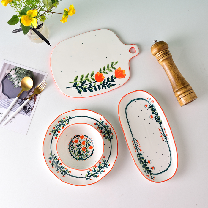 Small fresh household dish plate ceramic tableware pastry dish dish food dish creative fruit dish dish set