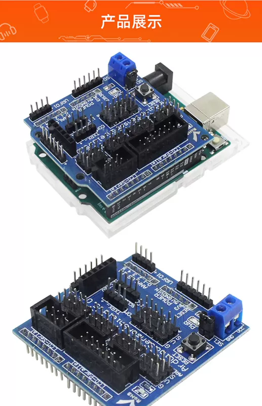 Arduino UNO R3 Tấm chắn cảm biến V5.0 Bo mạch chủ dòng Dupont