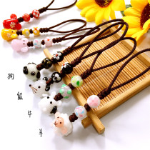 2021 Japanese colored glaze couple 12 Twelve Twelve Zodiac Key pendant mobile phone bag hanging decoration dog year transfer fortune