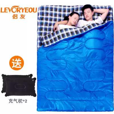 Outdoor sleeping bag double field tent camping cold-proof thickening indoor winter sleeping bag large portable folding single