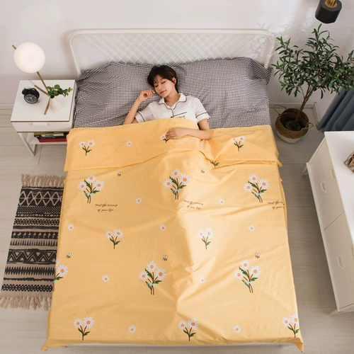 Хлопковый портативный спальный мешок для путешествий для взрослых, пододеяльник для двоих, простыня