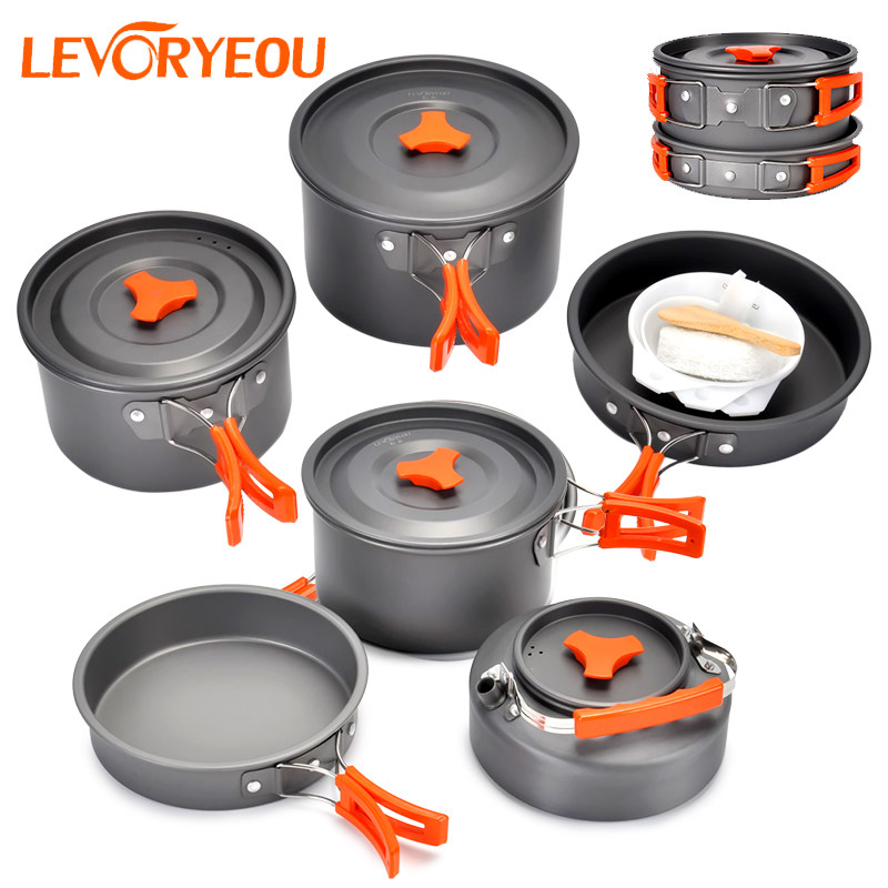 Outdoor Pot picnic supplies equipment non-stick cookware set picnic camping portable boiler head kettle 23