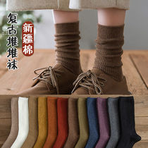 Socks female Korean version of stockings autumn and winter solid color cotton socks ins women stockings Japanese stockings children stacking socks