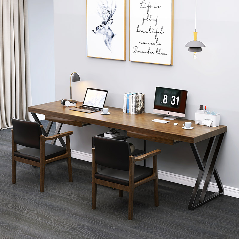 Nordic solid wood double desk home study pine wood study table modern minimalist computer desk desktop desk