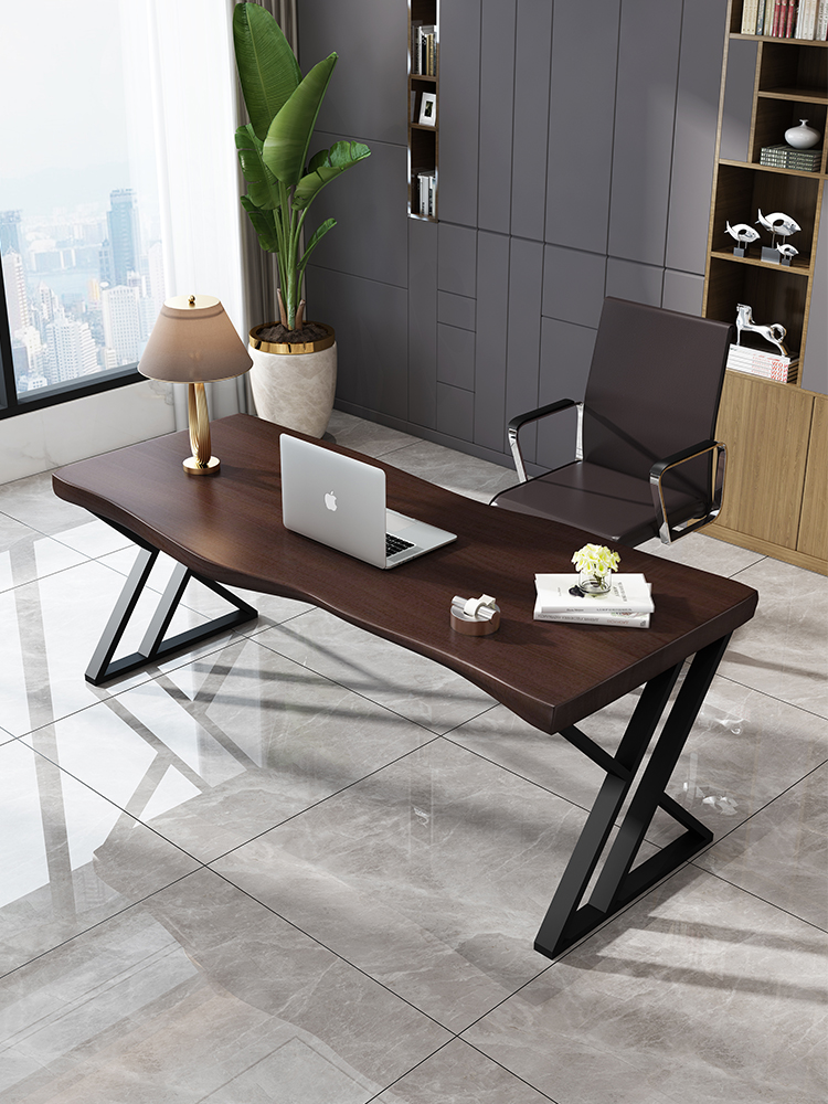 Conference loft desk solid wood simple modern log office furniture large board table single office computer desk