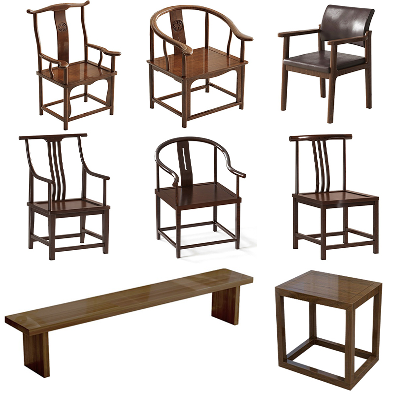 Tea table and chair solid wood home modern office set backrest chair with armrest comb chair simple meeting bench