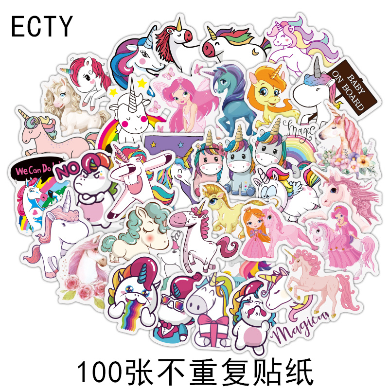 Personality Stickers Girls Unicorn Cute Suitcase Stickers Waterproof Pull-Lever Case Laptop Computer Desk Subdecoration Applid flat ipad Child girls Guitar Skateboard Suitcase Stickers