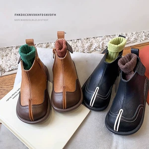 Martens, детские демисезонные утепленные короткие сапоги для мальчиков в английском стиле, ботинки, в британском стиле