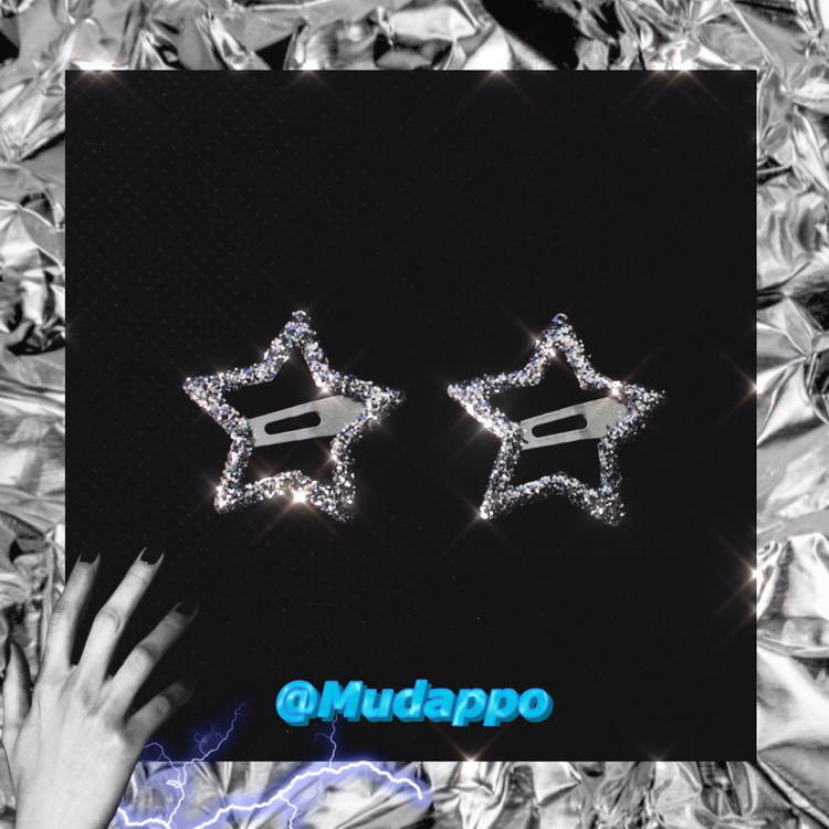 ins Silver Star Pair Clips of Clay Cool Teenage Girl Pentagram Gold Shallot Shiny Clips BB Clip and Grip The Sea Clip