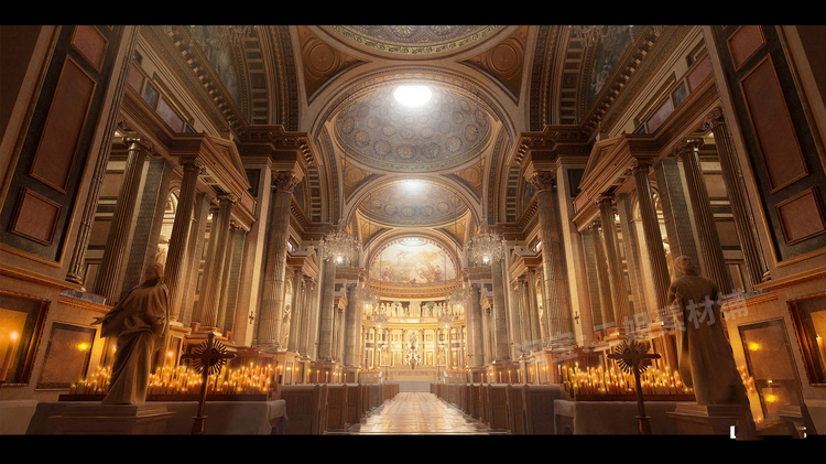 图片[5]-Church Cathedral Interior Environment大教堂内部环境UE4建筑-cg男孩