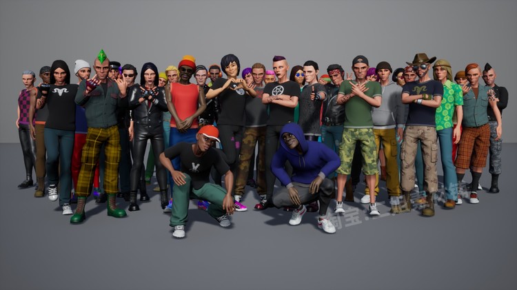 图片[2]-Subculture Guy卡通程式化人物角色服装头部发型面部UE4虚幻5道具-cg男孩