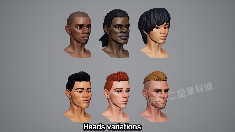 图片[17]-Subculture Guy卡通程式化人物角色服装头部发型面部UE4虚幻5道具-cg男孩