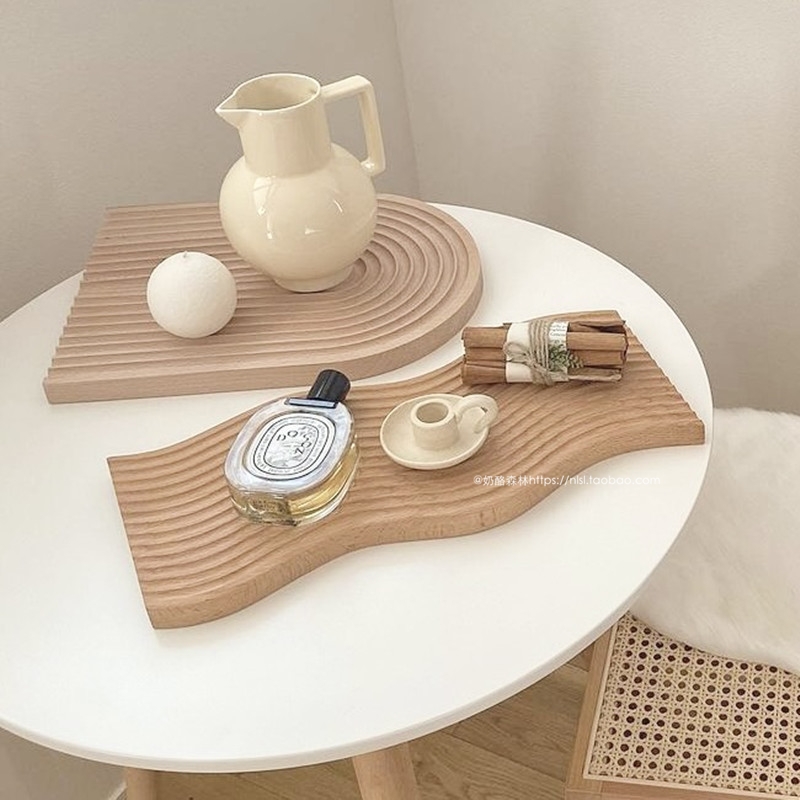 High-value tray in Korea Geometry Soliwood Japanese-style installation disk art decoration photography