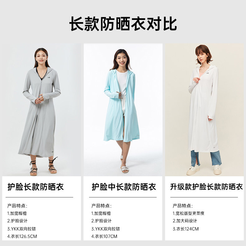 【中國直郵】Ohsunny 女神防曬衣加長款透氣防曬服戶外防紫外線運動風衣薄外套UPF50+( 升級護臉長款-暗夜黑 M碼)